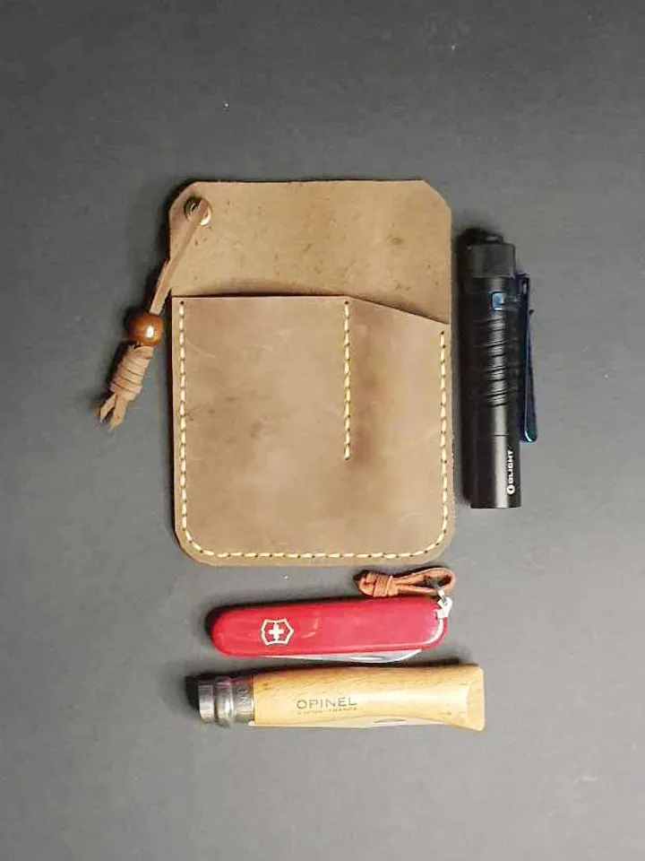 Folding Knife Leather Sheath Organizer EDC Tools flash light fast&easy, pdf pattern sheath, knife sheath, victorinnox, openil, olight