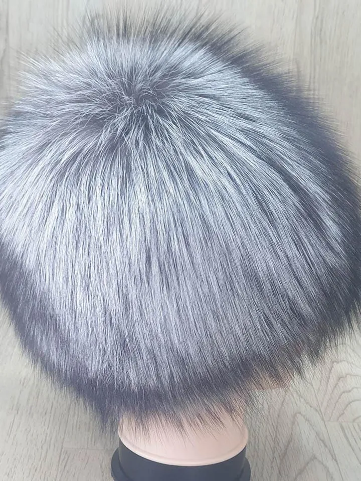 Women's Silver Fox Fur Hat. Winter Headwear. Silver Hat Made of Natural Fur. Warm Hat for Women. Handmade. Fur Hat Made of Natural Fox Fur