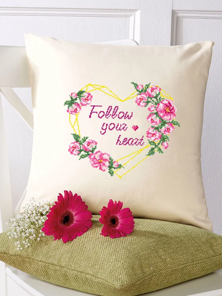 Floral heart cross stitch pattern PDF download Heart frame cross stitch chart, Follow your heart pattern digital PDF, Valentines stitch #Q1
