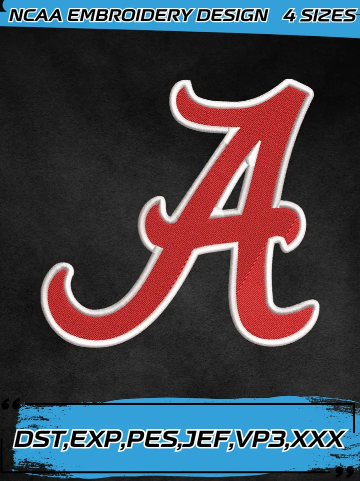 Alabama Crimson Tide Logos Embroidery Design,NCAA Logo Embroidery Design,Machine Embroidery Design File,4 Sizes, Digital Download