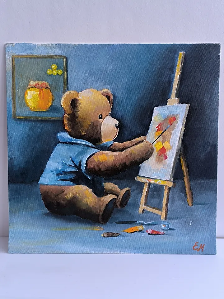 Bear artist oil painting, Bear painting, Kind painting