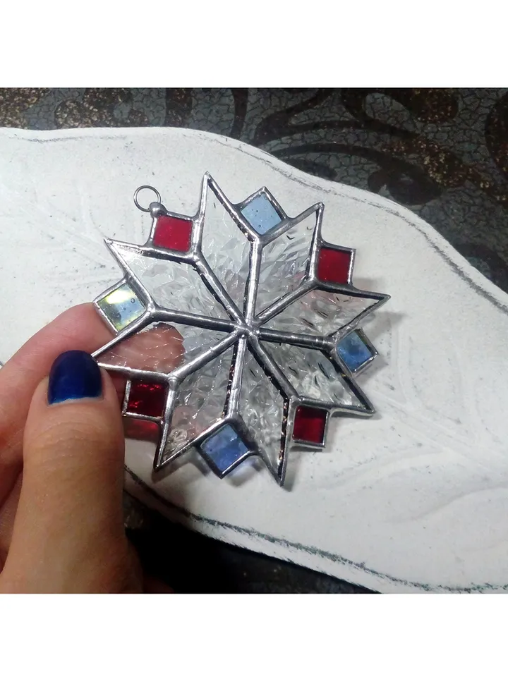 Christmas decorations, snowflake suncatcher, christmas tree star, new year tree toy, hygge christmas