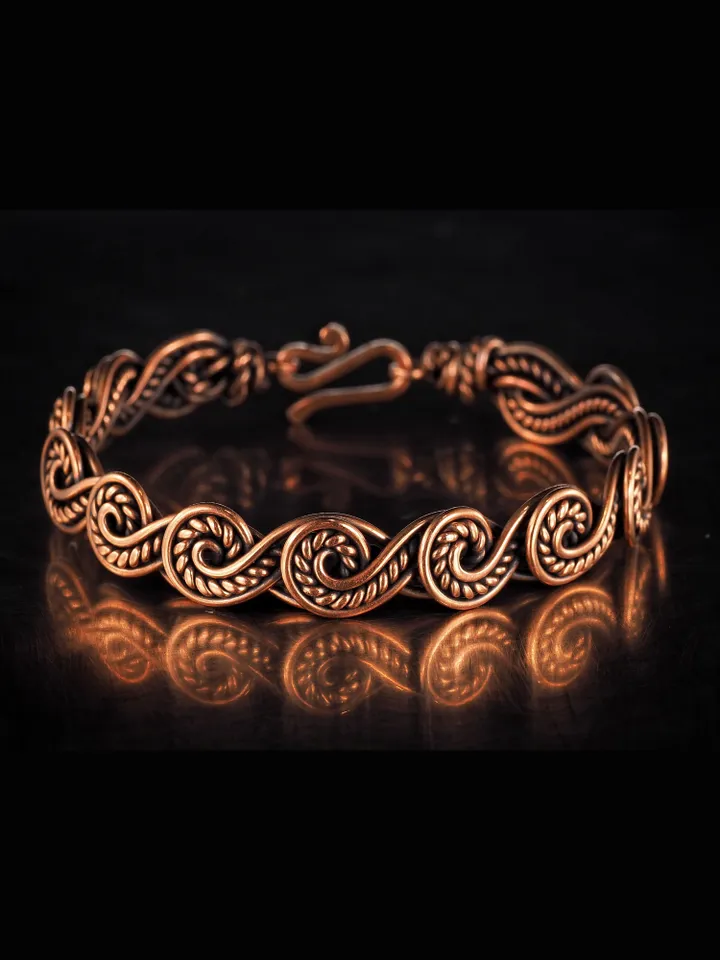 Wire wrapped copper bracelet for woman Antique style copper jewelry WireWrapArt
