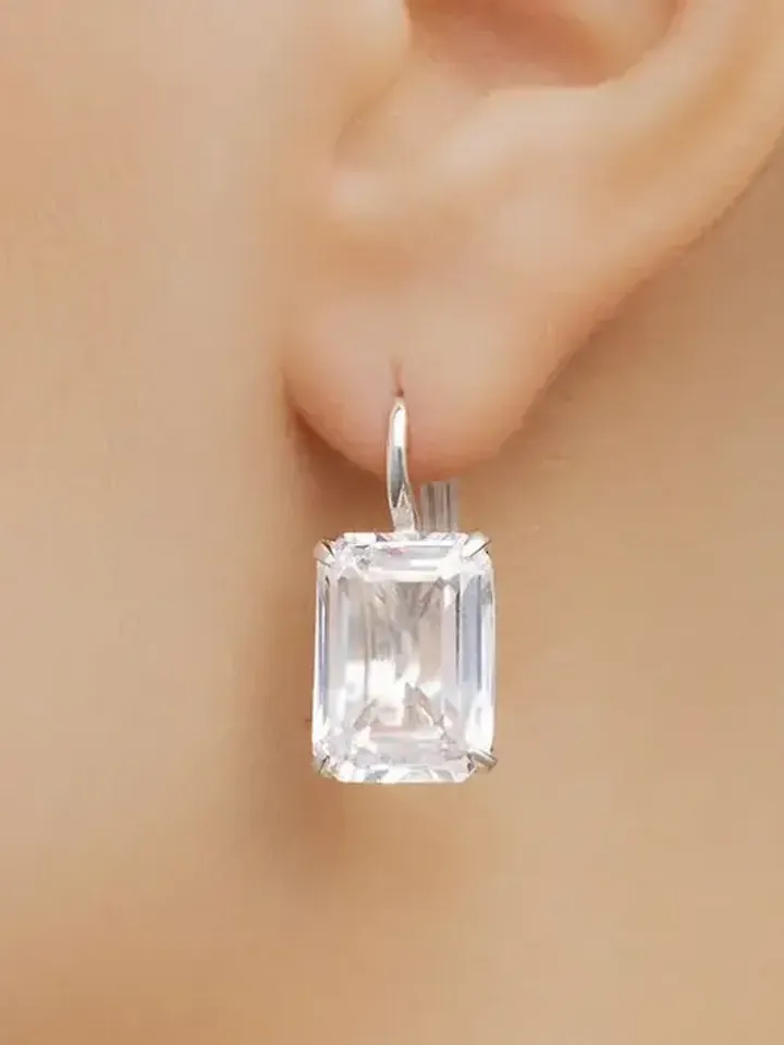 Earrings Silver rhodium plated 925 with cubic zirconia