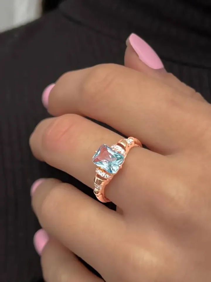 Ring, silver 925, gold plated 585, with tourmaline and cubic zirconia