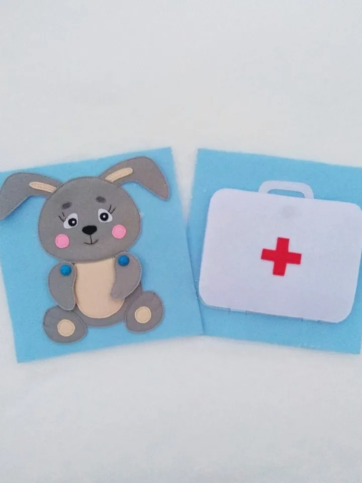 Doctor Quiet book Pattern , Felt book pattern pdf, Soft sensory book template, Busy book sewing ideas for kids 2, 3, 4 year old