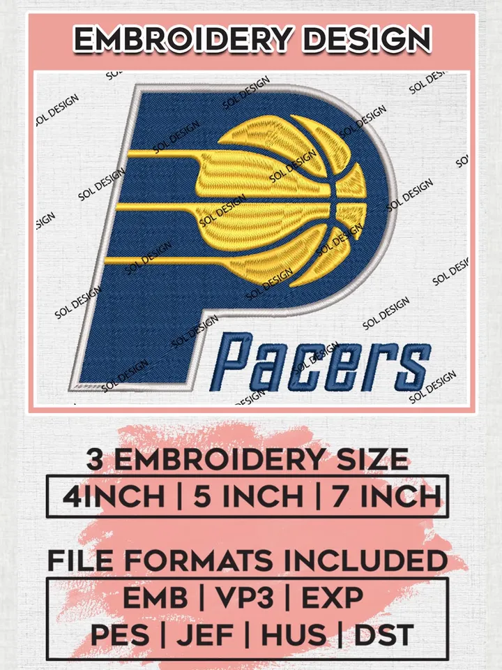NBA Indiana Pacers Machine Embroidery Designs, Indiana Pacers Embroidery Design Files, NBA Logo Machine Embroidery, NBA Embroidery Design, Digital Download