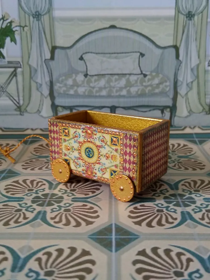 Trolley for dollhouse. Doll toy.1:12 scale.