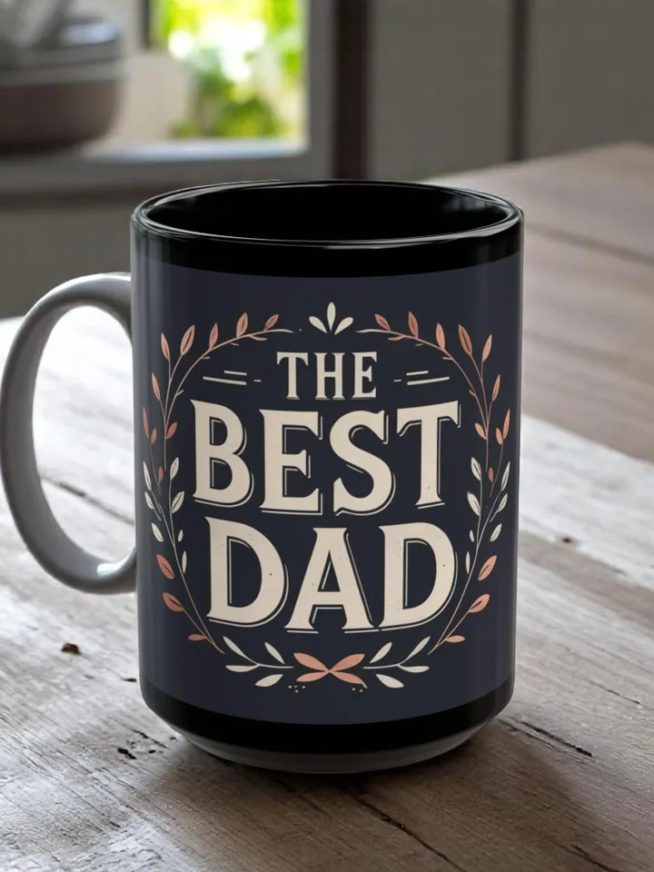 Father's Day Best Dad Black Mug | Coffee Cup for Father's Day, Birthday Gift, Dad Appreciation, Tea Lover, Personalized Mug, Gift for Dad