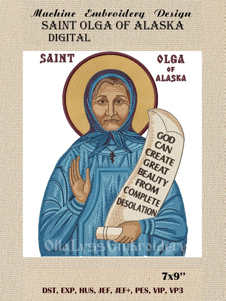 Saint Olga of Alaska embroidery design
