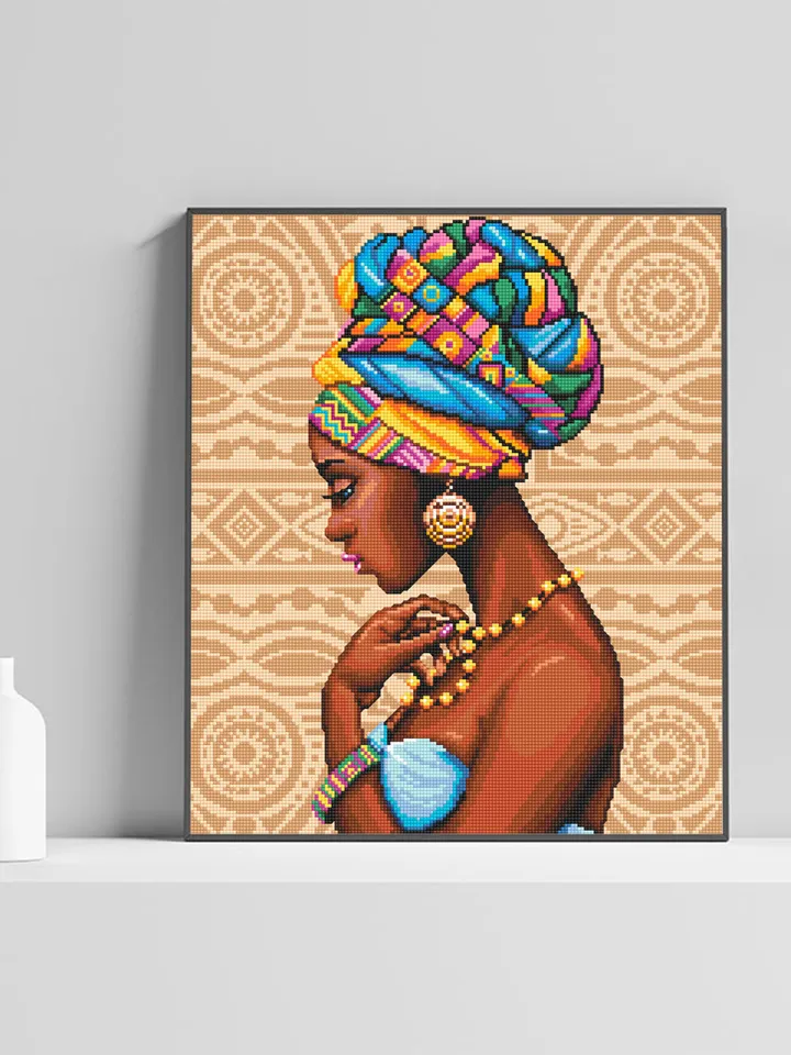 Beautiful african woman portrait cross stitch pattern PDF Modern cross stitch chart, African wall art, Instant download PDF, Home decor #O1