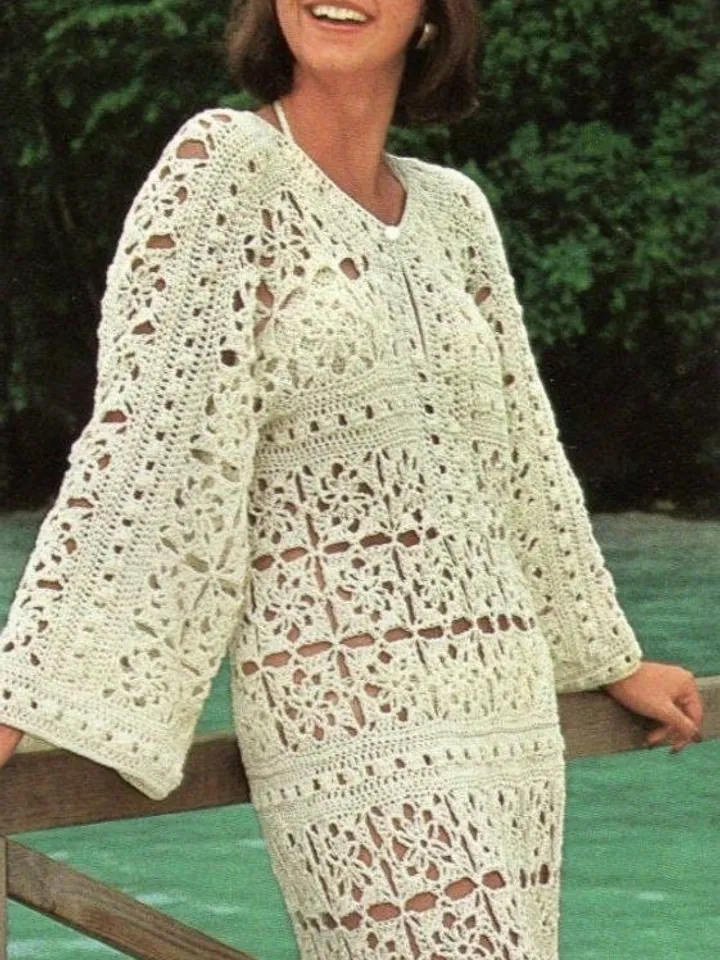 Crochet dress tunic women pattern pdf, crochet long dress, crochet tunic pattern instant download