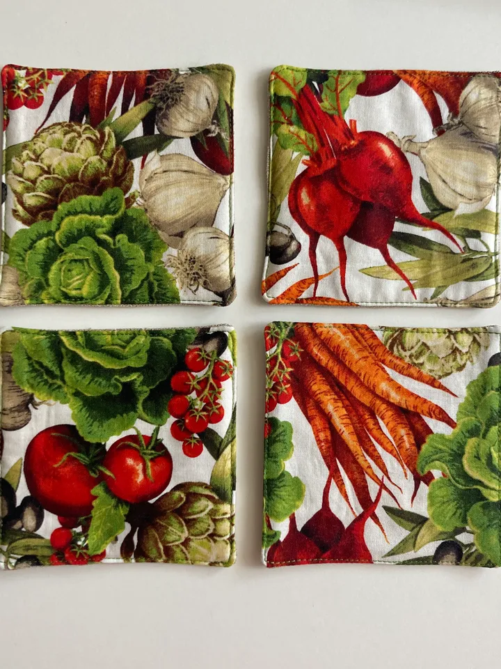 Vegan coaster Set of 5 Linen-cotton coasters 4.5'' x 4.5''
