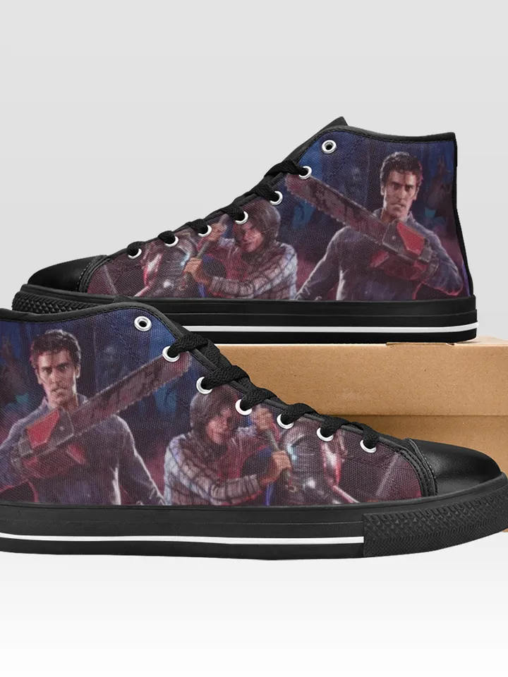 Evil Dead Shoes, High-Top Sneakers, Handmade Footwear