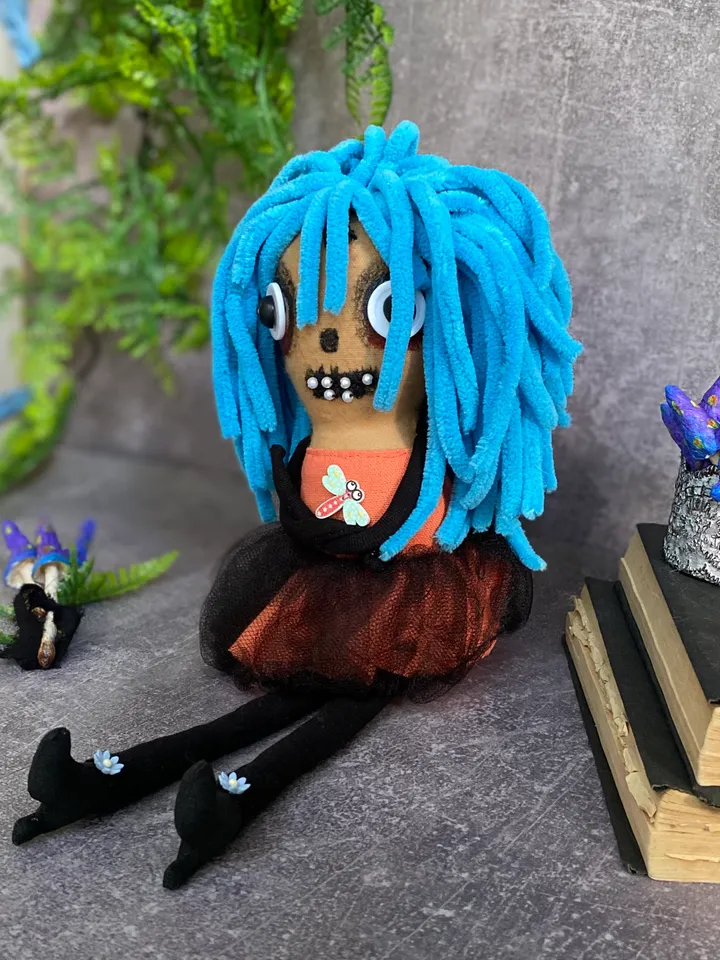 Cute Creepy Girl Doll , halloween mantel decor, gift idea