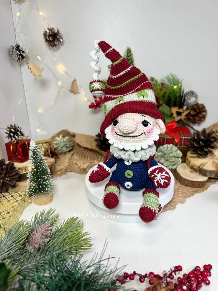 PDF Crochet Pattern Christmas Cute Gnome doll, Santa Gnome, Christmas ornaments, Christmas Decor, Christmas Toy, Scandinavian Gnome