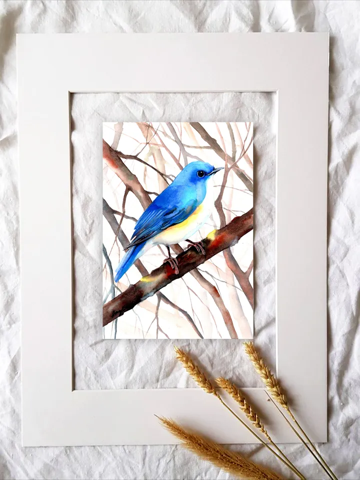 Mountain Bluebird Bird Watercolour, bird painting, wall decor, birds lover gift, 8x11 in handmade art by Anne Gorywine