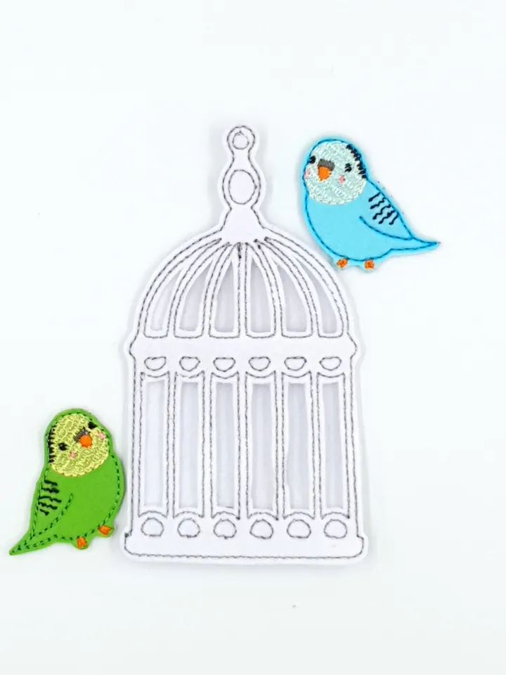 Parrot Birdcage ITH Embroidery Design Set, Felt Bird Toy & Cage Pattern, Dollhouse Pet Miniature 5x7 Hoop Download