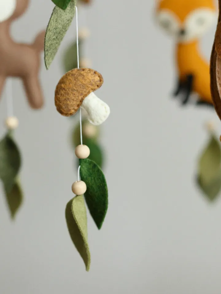 Handcrafted Fox, Bear, Deer and Woodland Themed Felt Baby Mobile - Customizable Nursery Decor