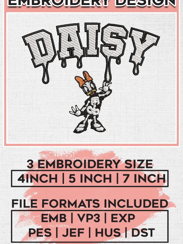 Halloween Daisy Duck Skeleton Drop Name Embroidery designs, Disney Movie Machine embroidery designs, Halloween embroidery files, Spooky Season Machine Embroidery Digitized Pes Files, Digital Download
