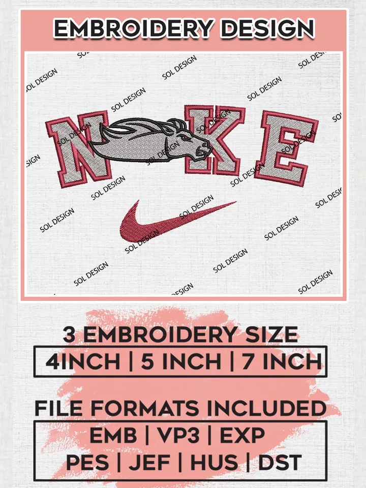 Nike Santa Clara Broncos Machine Embroidery Design, NCAA Santa Clara Broncos Embroidery Design files, NCAA Embroidery Designs, NCAA Machine Embroidery Designs, Digital Download
