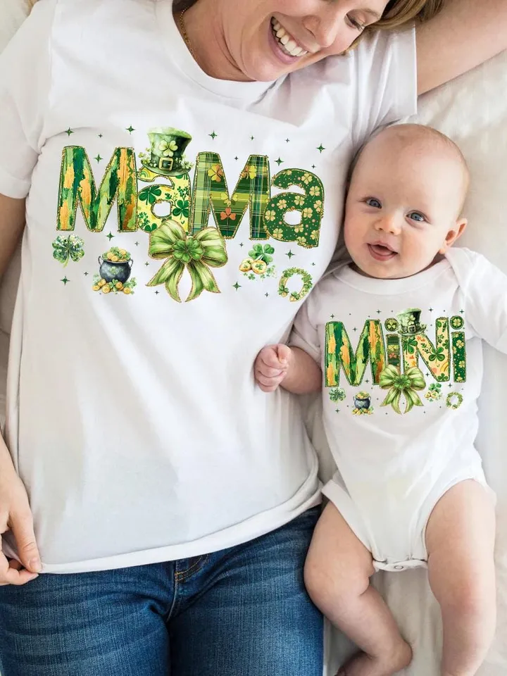 Lucky Mama St. Patrick’s PNG, Mama St. Patrick's Day Png, Mama Mini St.Patrick's png, St.Patrick Bow Png, Lucky png, Mama png, Green, retro