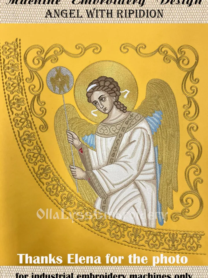 Angel With Ripidion embroidery design