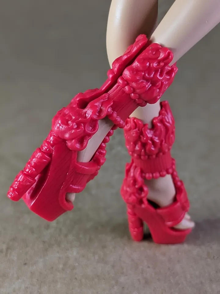 Red fire sandals with high heels for 10.5 inch female dolls (MH, EAH)