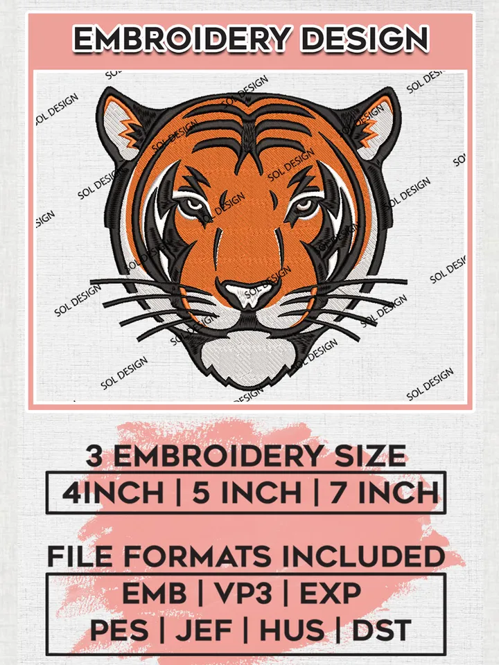 NCAA Princeton Tigers Mascot Logo Embroidery Designs, NCAA Logo Machine Embroidery Files, NCAA Princeton Tigers Logo, NCAA Embroidery Designs, Machine Embroidery Designs, Digital Download