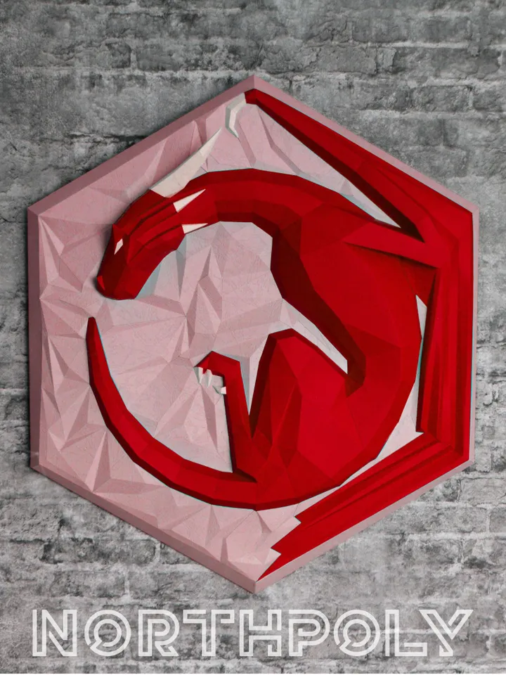 Papercraft Dragon Coat Of Arms, Digital Template, PDF Download, Gurko, 3D Low Poly, Pepakura, DIY Origami Sculpture, Paper Decor, DIY Gift