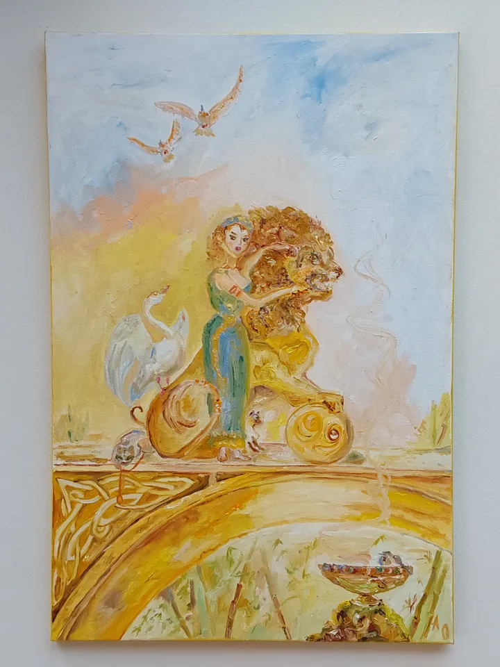 Oil painting on canvas "VIII Arcana Tarot "Strength"" 40x60cm (16x24inch)