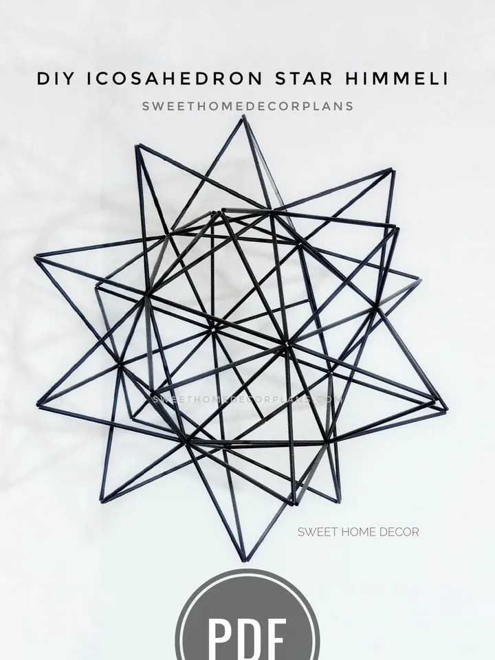 DIY stellar icosahedron Himmeli star for wedding centerpiece. For Christmas decorations and loft decor lamp shade. Star lampshade home decor for Home improvement in pdf