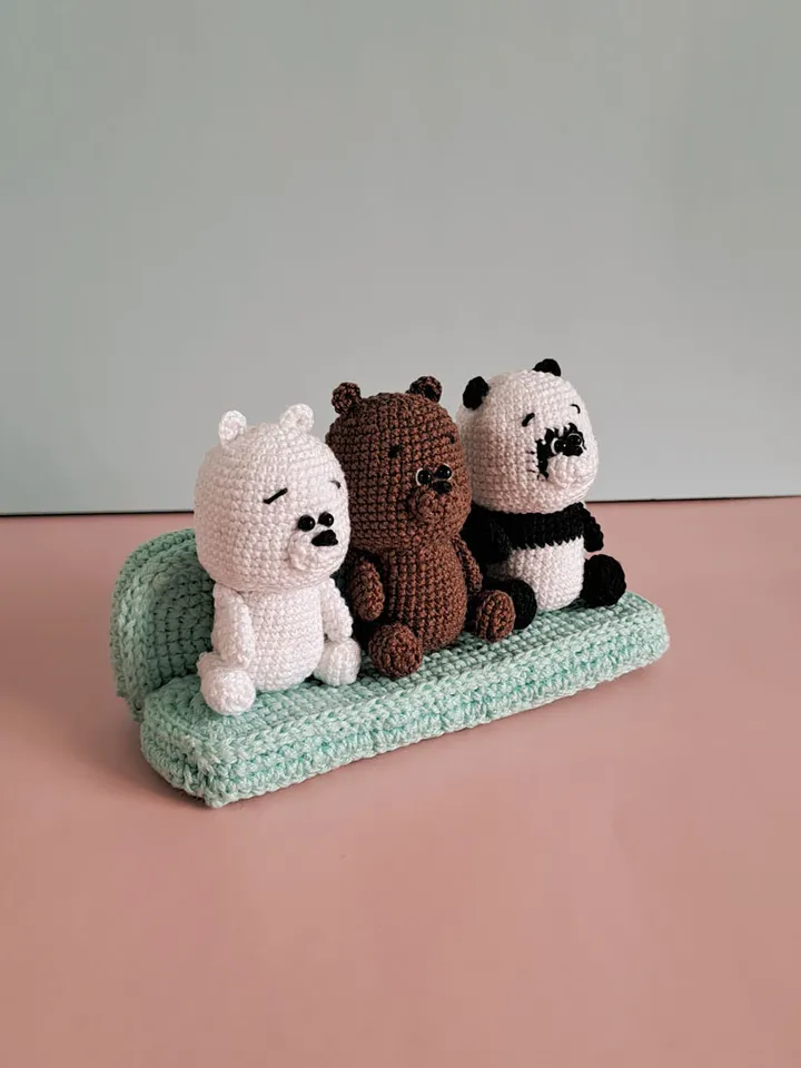 Three crochet bears pattern. Pattern crochet panda, brown and polar bear