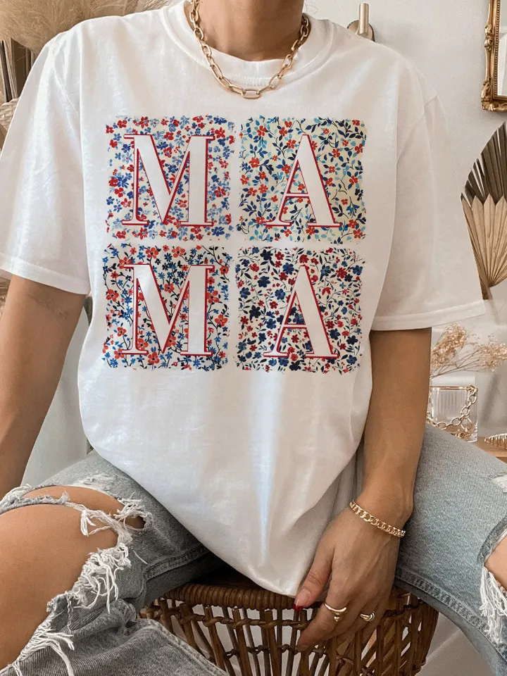 Retro Boho Mama PNG, 4th of July PNG, Fourth of July png, Floral Mama Png, Sublimation Design, Digital Download, USA America Freedom Trendy