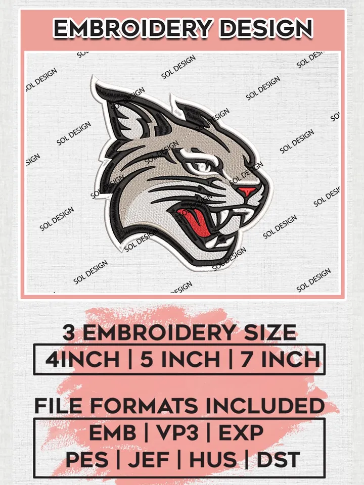 NCAA Davidson Wildcats Team Head Mascot Logo Machine Embroidery Design, NCAA Davidson Wildcats Team Design Design files, NCAA Team Embroidery Designs, NCAA Machine Embroidery Designs, Digital Download