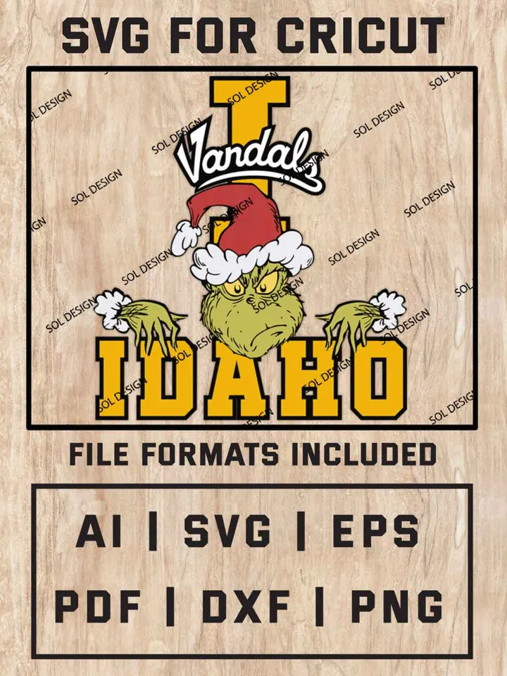 Grinch Idaho Vandals SVG, NCAA SVG Design, NCAA Idaho Vandals SVG, NCAA Vandals Cricut, Christmas Svg, Grinch svg, Digital Download