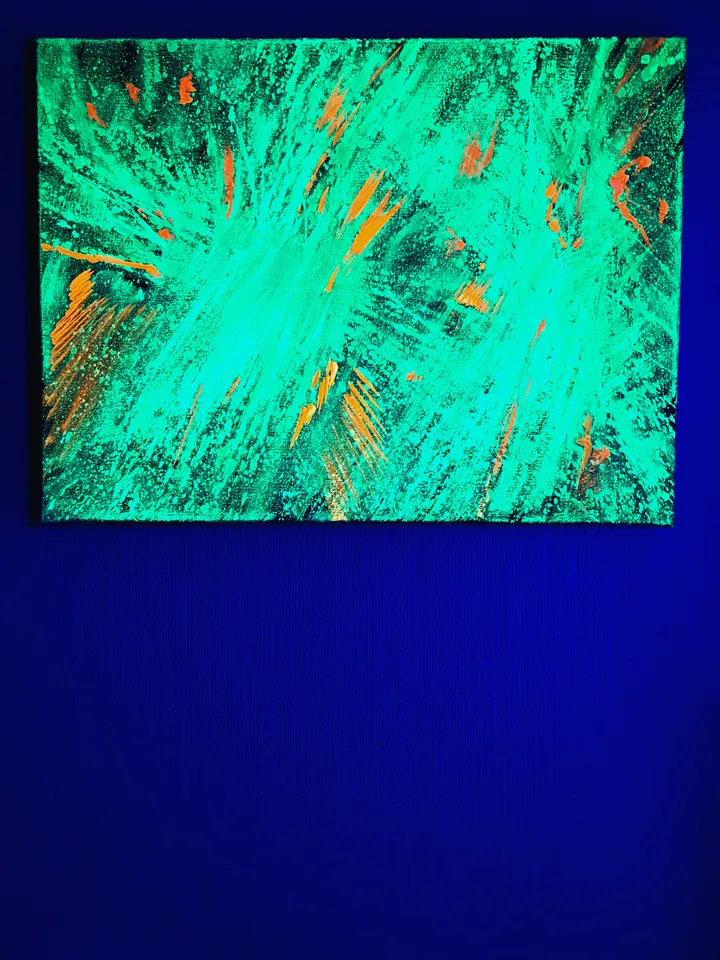 Neon painting "Chaos" abstract art modern art original black light painting on canvas