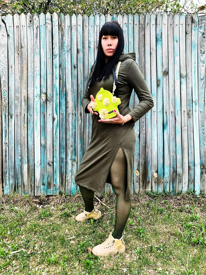 Green bag cactus, small crossbody purse, boho cottagecore bag, wallet crossbody, crossbody box bag, vegan phone crossbody, woven, drawstring