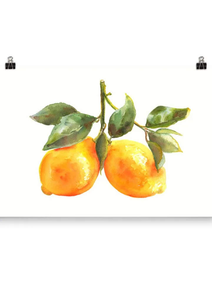 Lemon Watercolor Painting, Still Life Lemon, Yellow Art Print, Kitchen Wall Decor, Italian Kitchen Art, Country Kitchen, Farmhouse Art Print