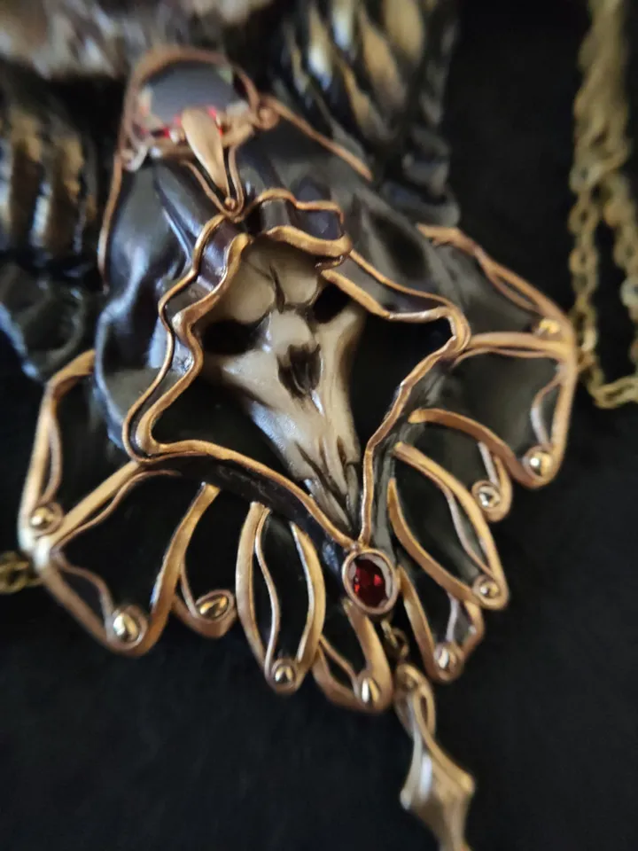 Art Necklace Wise Owl, Gothic necklace Owl,Sculptural necklace