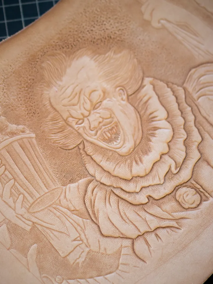 Original genuine leather painting Pennywise frame