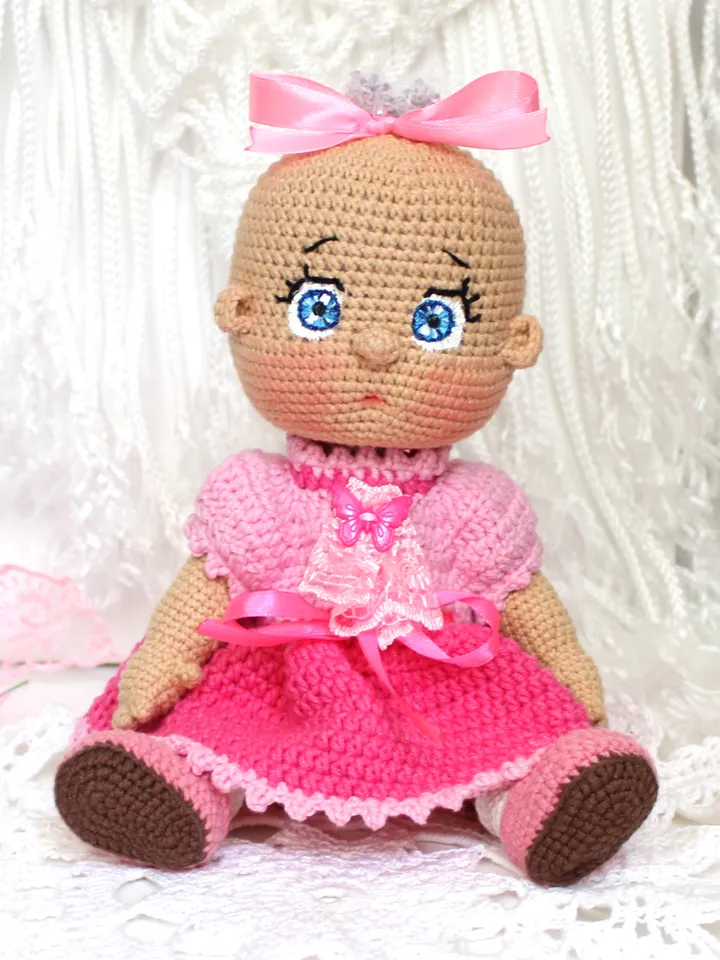 Dress baby doll crochet pattern PDF in English Doll baby clothes pattern