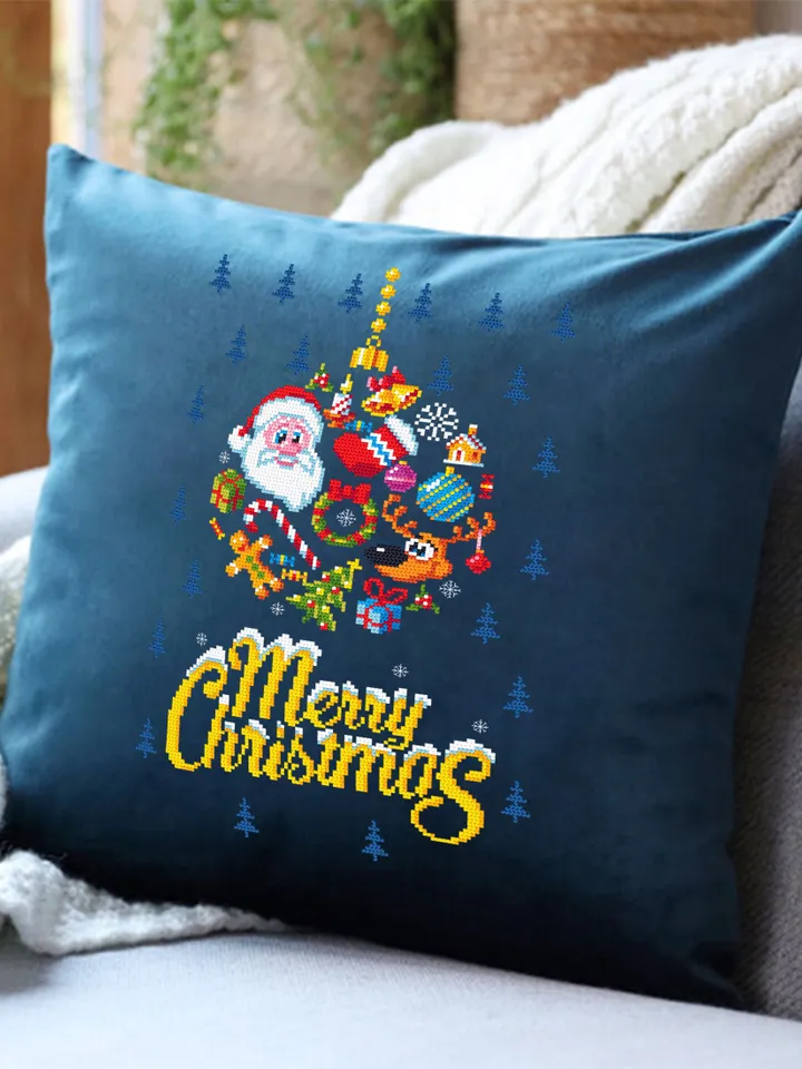 Merry Christmas cross stitch pattern PDF download Christmas ball cross stitch chart, Christmas pattern digital PDF, Santa cross stitch #N16