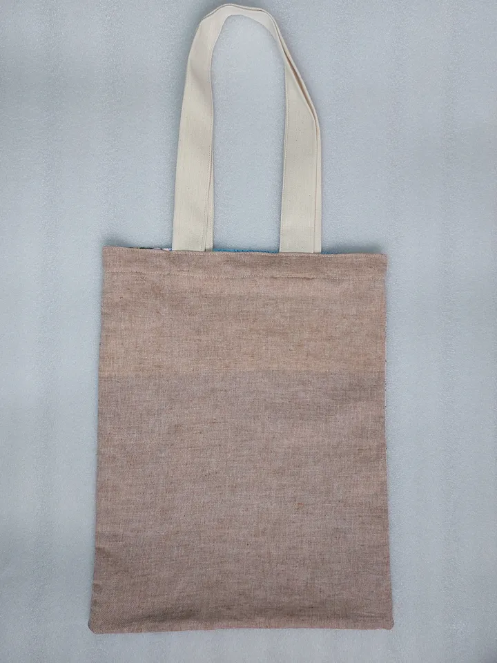 Strong reusable beige tote bag, eco friendly, cotton canvas bag with birds