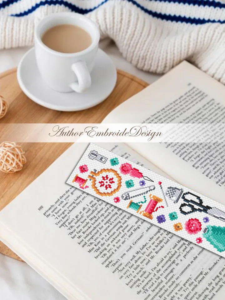 Needlepoint bookmark cross stitch pattern PDF download Sewing accessories cross stitch chart, Handmade bookmark pattern digital PDF #B451