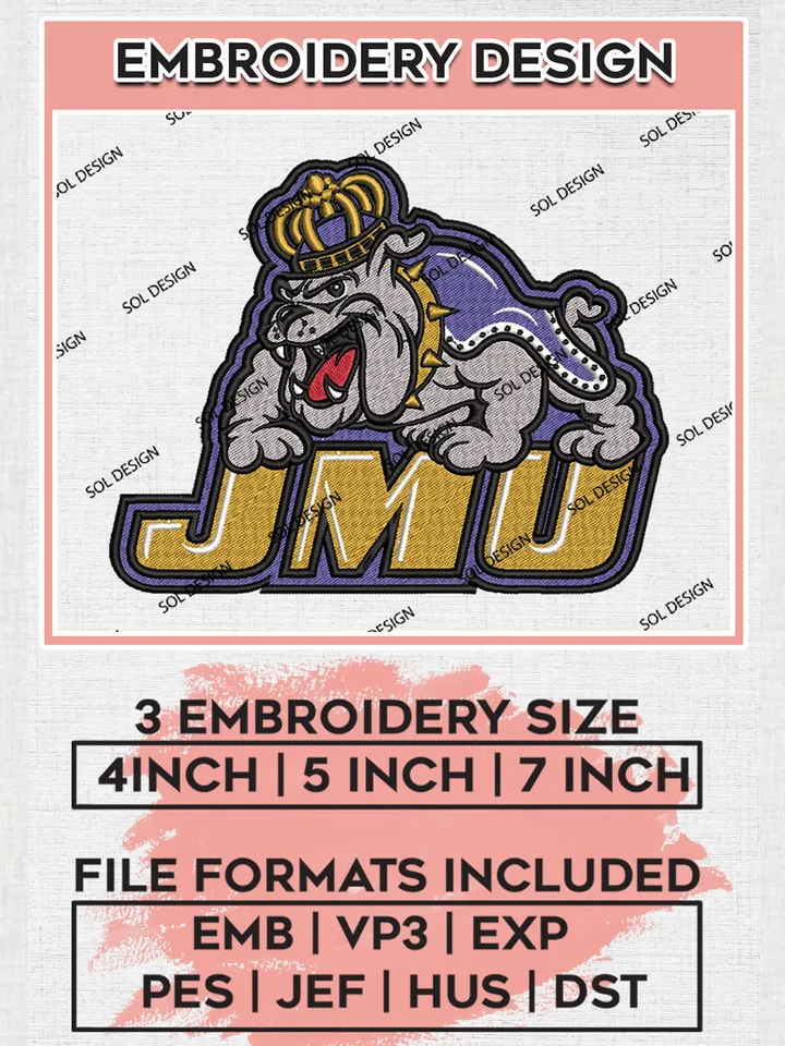 NCAA JMU Dukes Logo embroidery designs, NCAA James Madison Dukes Machine embroidery designs, NCAA College Football Team embroidery designs, Machine embroidery designs, Digital Download