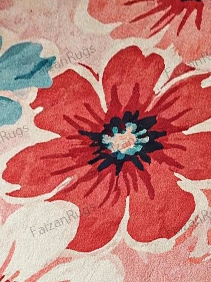 10x14 floral rug, Handmade floral area rug, Elegant pink & red bloom, home décor, floral rug, 8x10 area rug, pink rug, red rug, bedroom rug