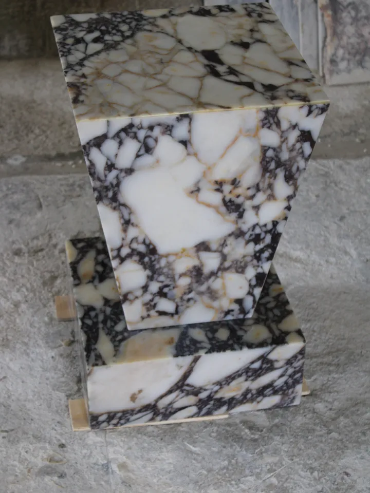 Calacatta marble geometric cube coffee table 2 pieces, end table, side table