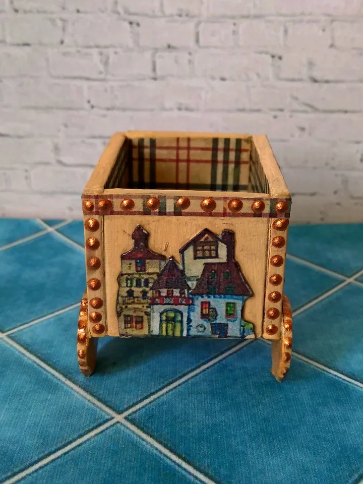Trolley for dollhouse. Doll toy.The cart for the doll house.1:12 scale.