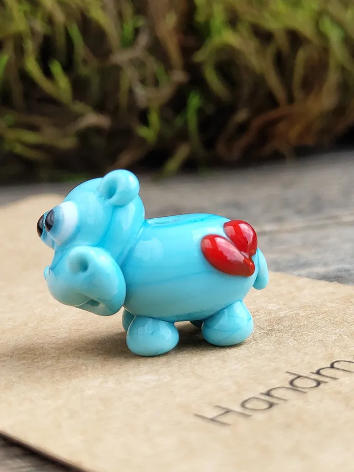 Hippo gifts Hippo ornament Hippo miniature Hippo figurine Hippo art Hippo Christmas Hippopotamus statues Begemoth figurine Glass hippo